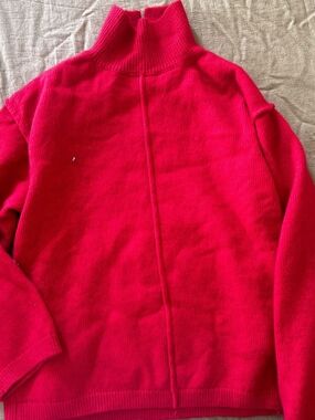 Bright Red H&m Mock Neck Sweater